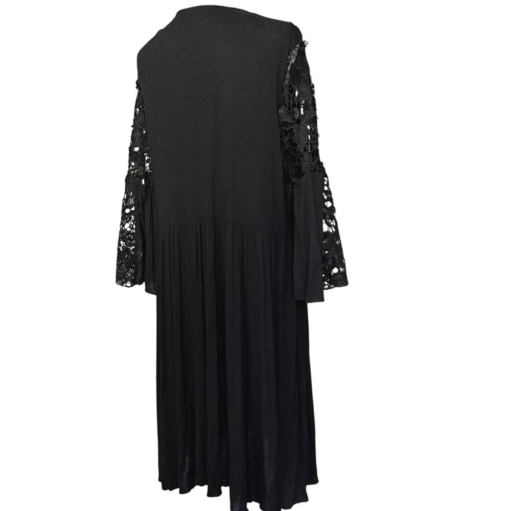 Unique J Gee black crochet bell flare sleeve fit and flare dress high waist 2x - Picture 4 of 12
